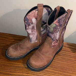 Vista camo leather cowboy boots